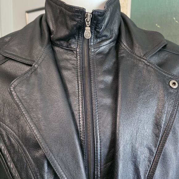 Sergio Vadducci Men's Black Leather Motorcycle Jacket Size Small Zip Snap - Picture 3 of 16